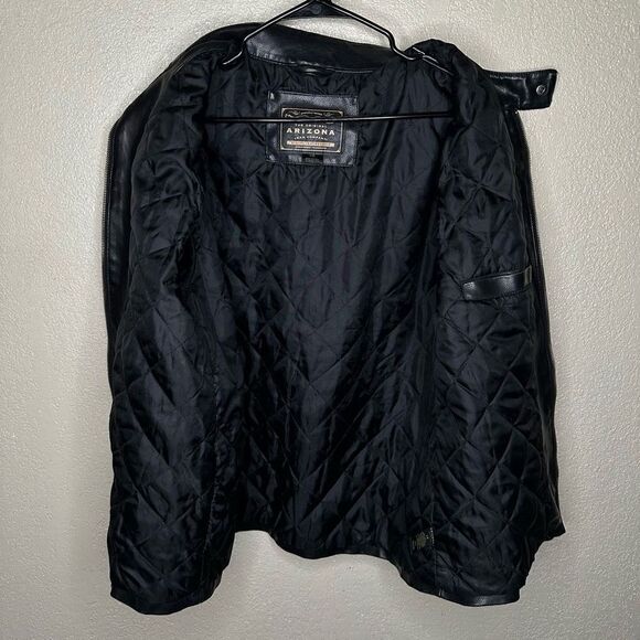 Vtg Arizona Jean Co Grunge Faux Leather  Men's Racer Motorcycle Full Zip Blue St - Picture 5 of 8